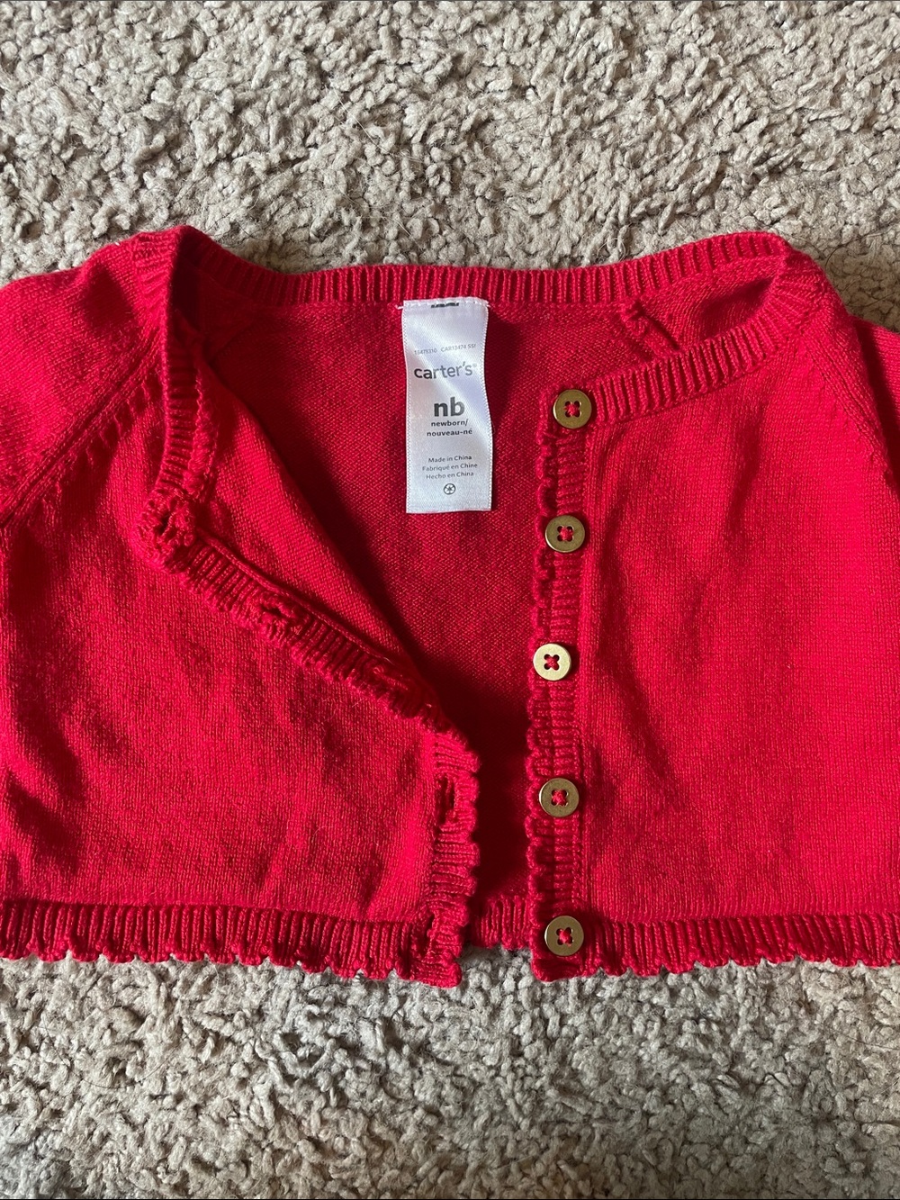 Carter's Red Newborn Knit Cardigan
